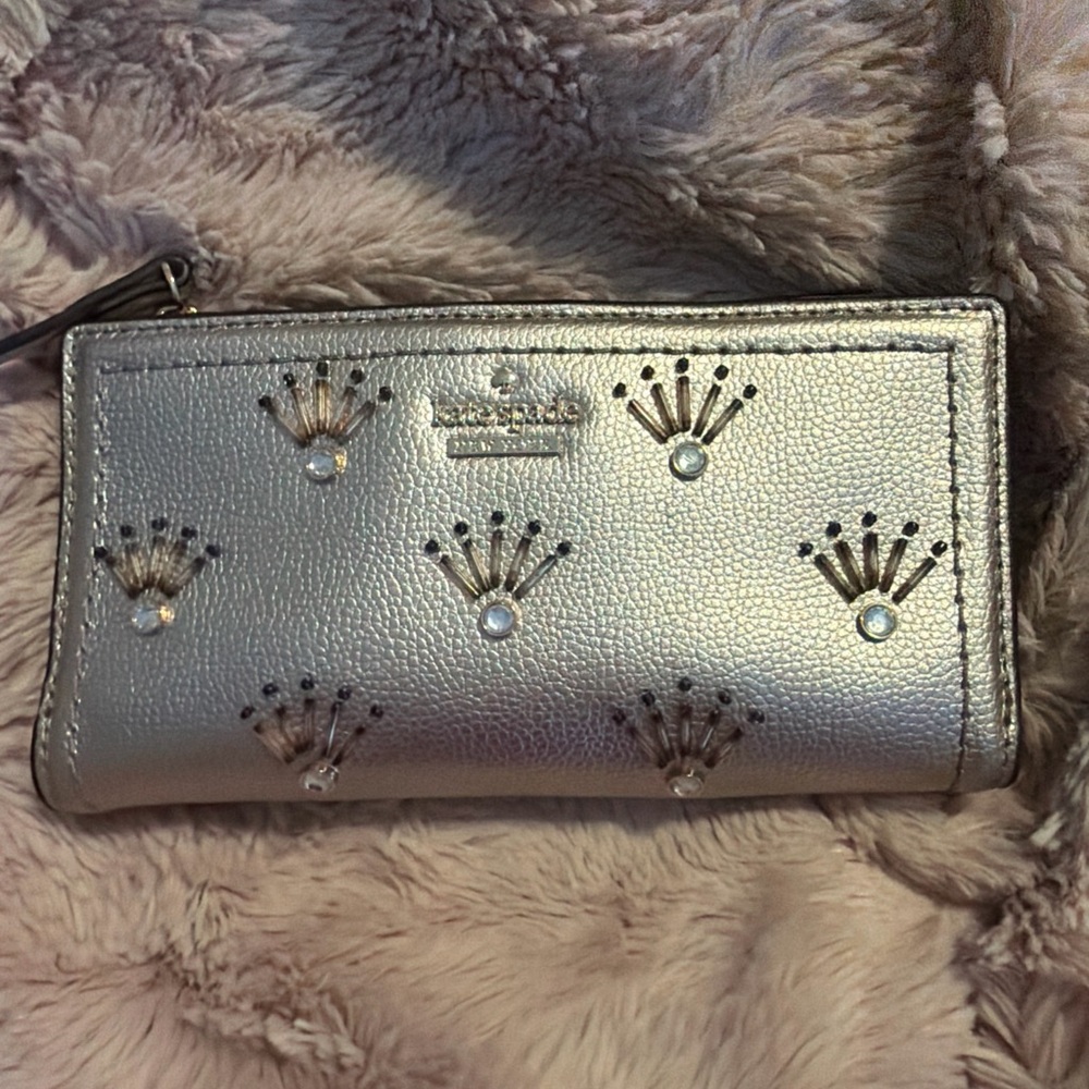 Kate Spade Silver Wallet with Embellishments